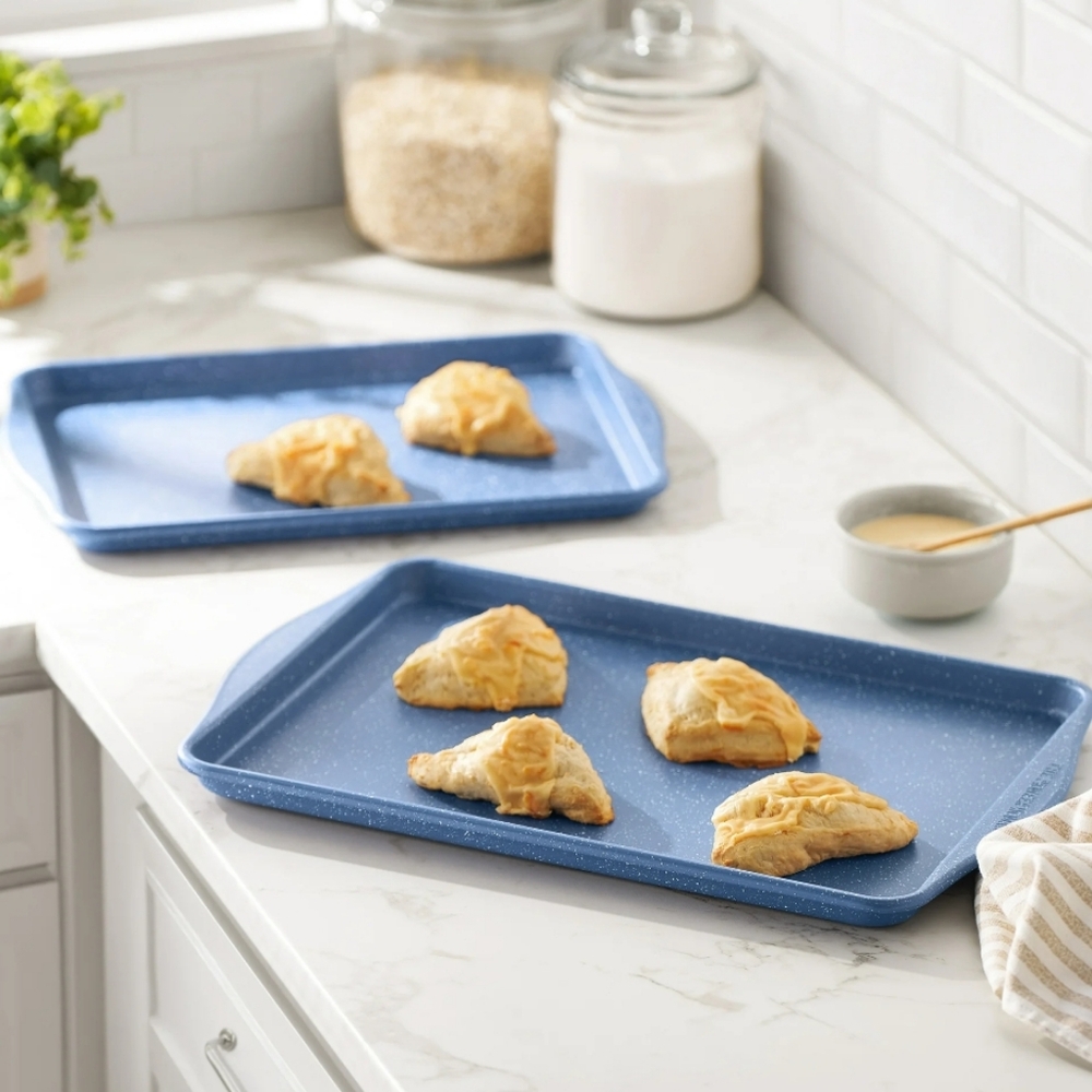 💜 New 2025 The Pioneer Woman Blue Speckled Baking Cookie Tray Sheets Set